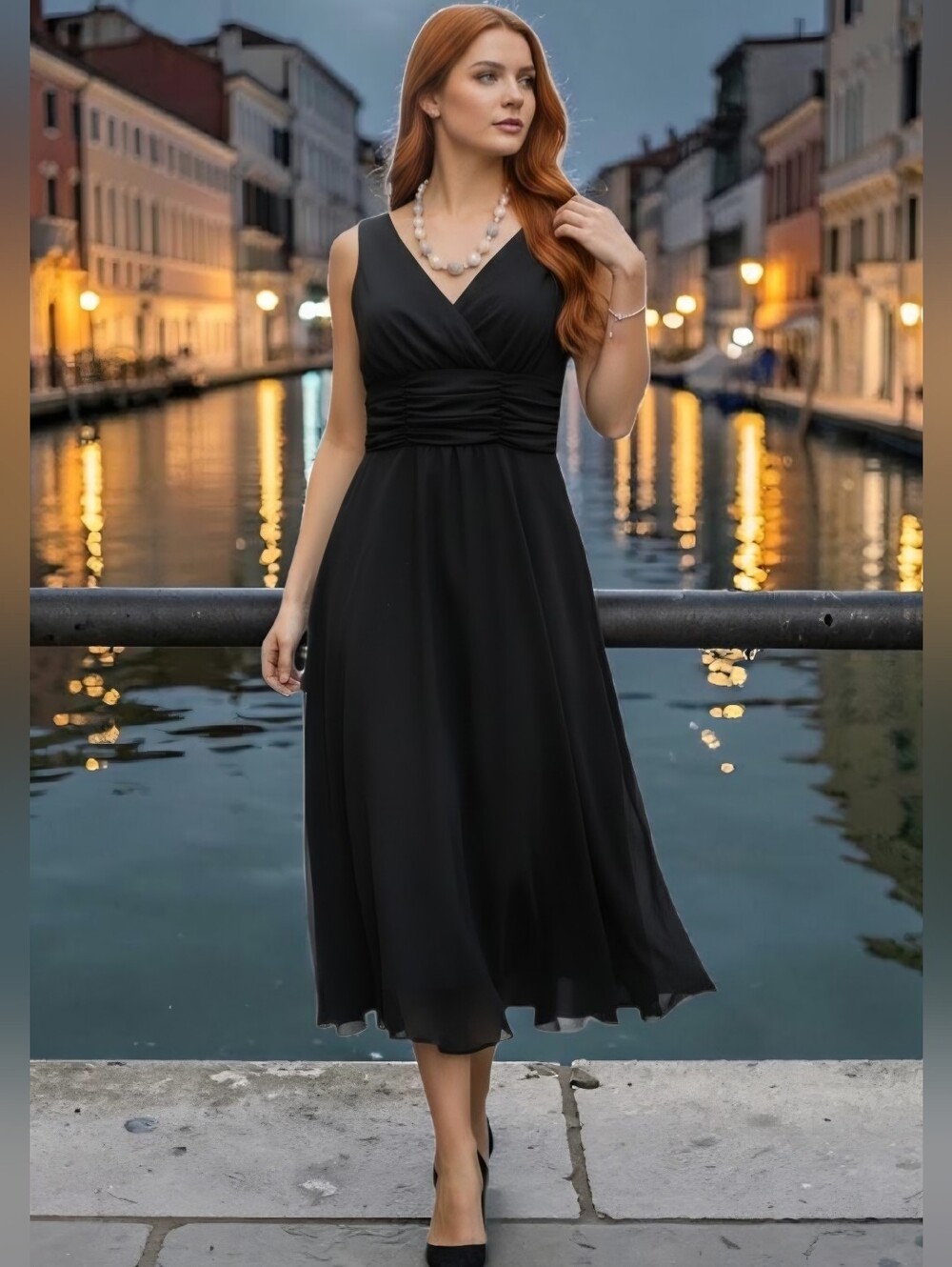 Dressbarn Collection Special Occasion Dress Women's Size 6 Black Empire Sequins